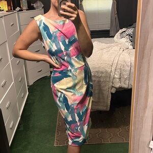 Apt. 9 Asymmetrical Dress in Pink, Blue, and Cream